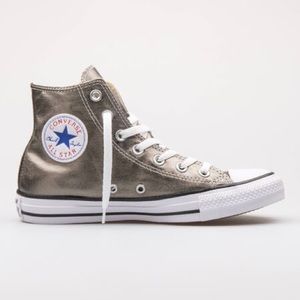 Converse unisex silver high top shoes 12 mens 14 women
